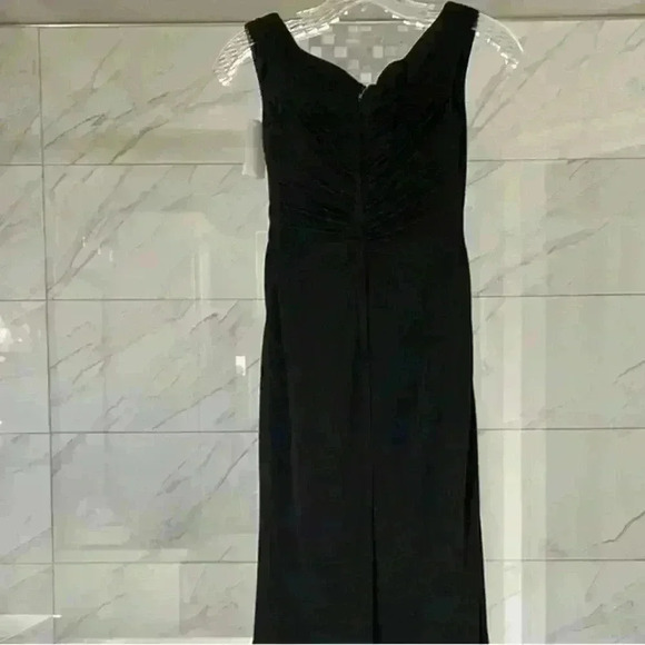 La Femme- NWT Black Ruched Jersey Column Gown sz 2 - Picture 5 of 11